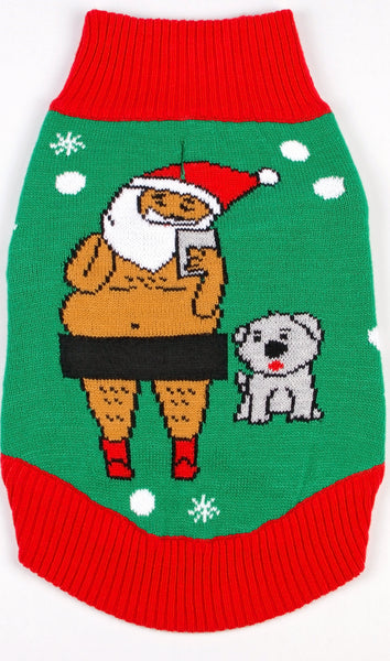 Dog Ugly Christmas Sweater Santa Selfie