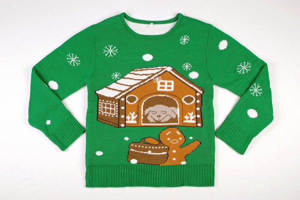 Adult Ugly Christmas Sweater Gingerbread Home Invasion