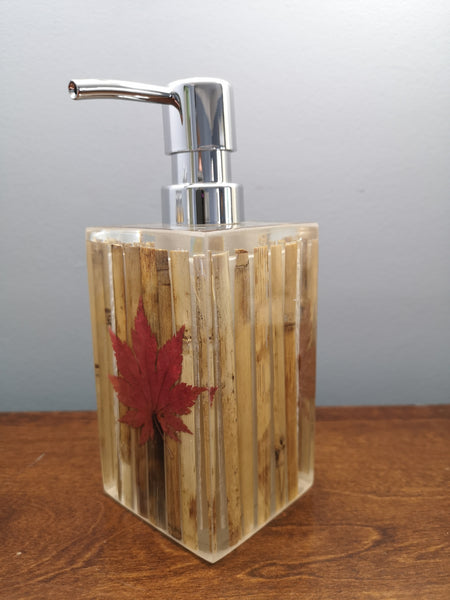 Bamboo with maple leaf soap dispenser