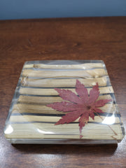 Bamboo with maple leaf soap dish